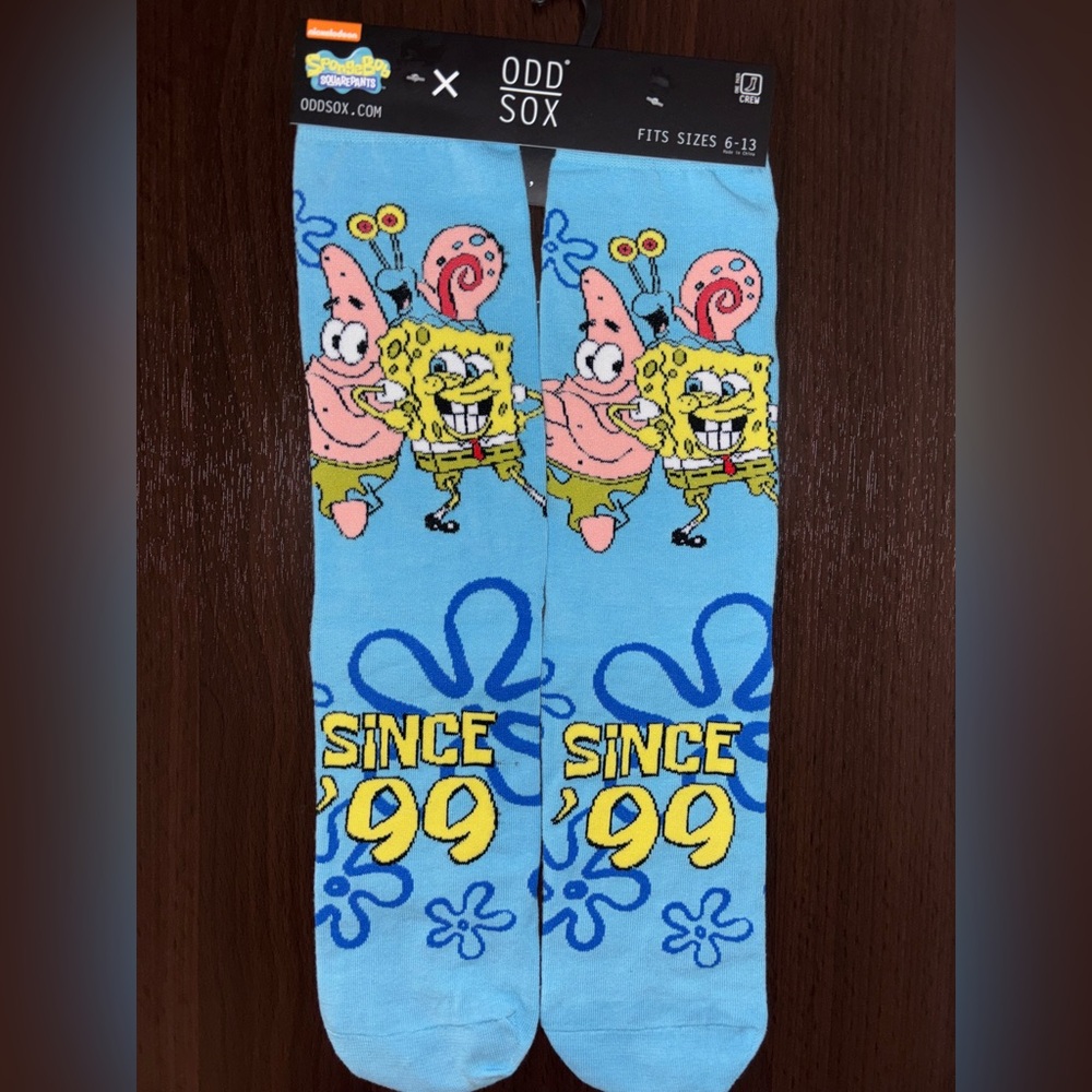 SPONGEBOB SQUAREPANTS ODD SOX NOVELTY CREW SOCKS NWT MEN’S SHOE SIZE 6-13